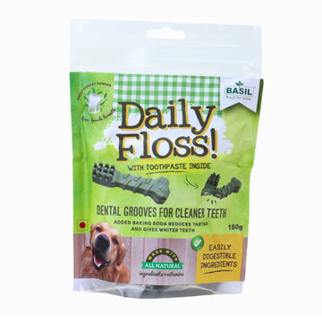 BASIL Daily Floss Toothpaste-Filled Chew Dog Treats & Puppies